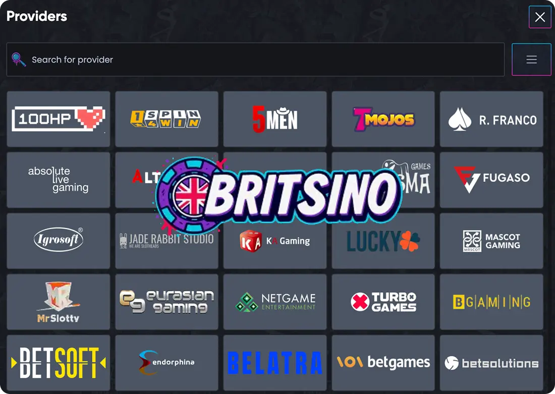 providers of britsino casino games